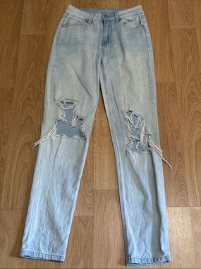 Rewash Light Blue High-Rise Real Curvy Distressed Jeans Size 1/25